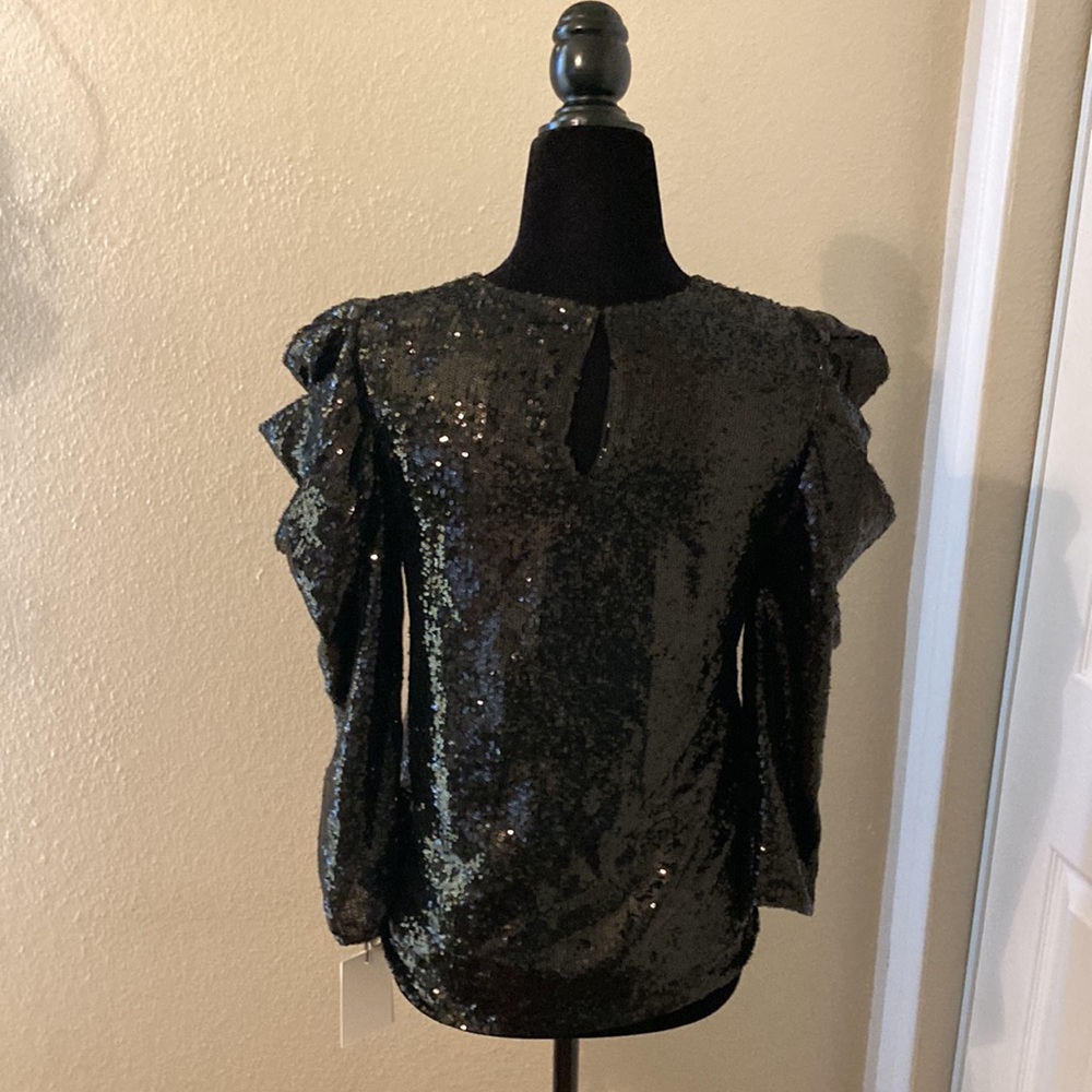 Long sleeved sequin black blouse - Picture 2 of 6